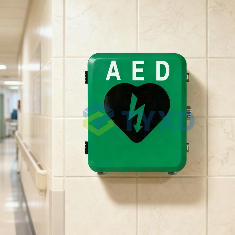 Armoire murale AED étanche et chauffée pour l'extérieur, nouveau DESIGN 2026, avec alarme sonore