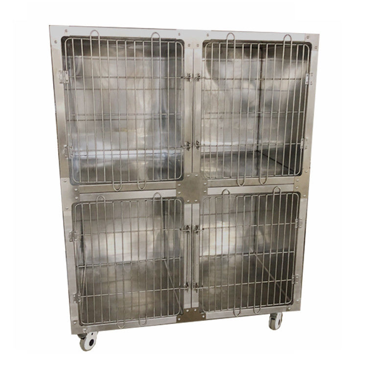 Produits métalliques/cage faits sur commande vigoureux de chien acier inoxydable avec 4 roues de roulette