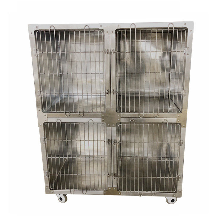 Produits métalliques/cage faits sur commande vigoureux de chien acier inoxydable avec 4 roues de roulette