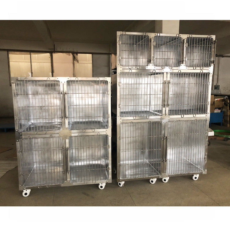 Produits métalliques/cage faits sur commande vigoureux de chien acier inoxydable avec 4 roues de roulette